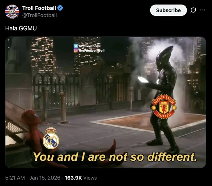 Meme Real United, Kekalahan Real Madrid Disejajarkan dengan Manchester United